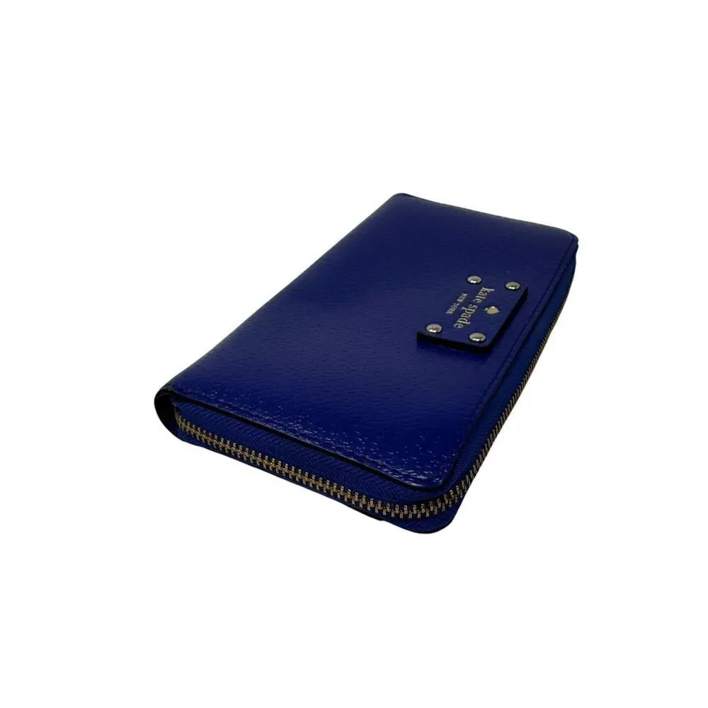 Kate Spade Neda WLRU1153 Continental Wallet Holiday Blue Leather Zip Womens